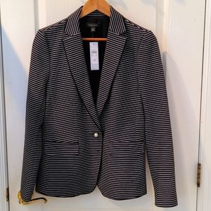 Ann Taylor women's black and white striped suit jacket. Size 10. NWT